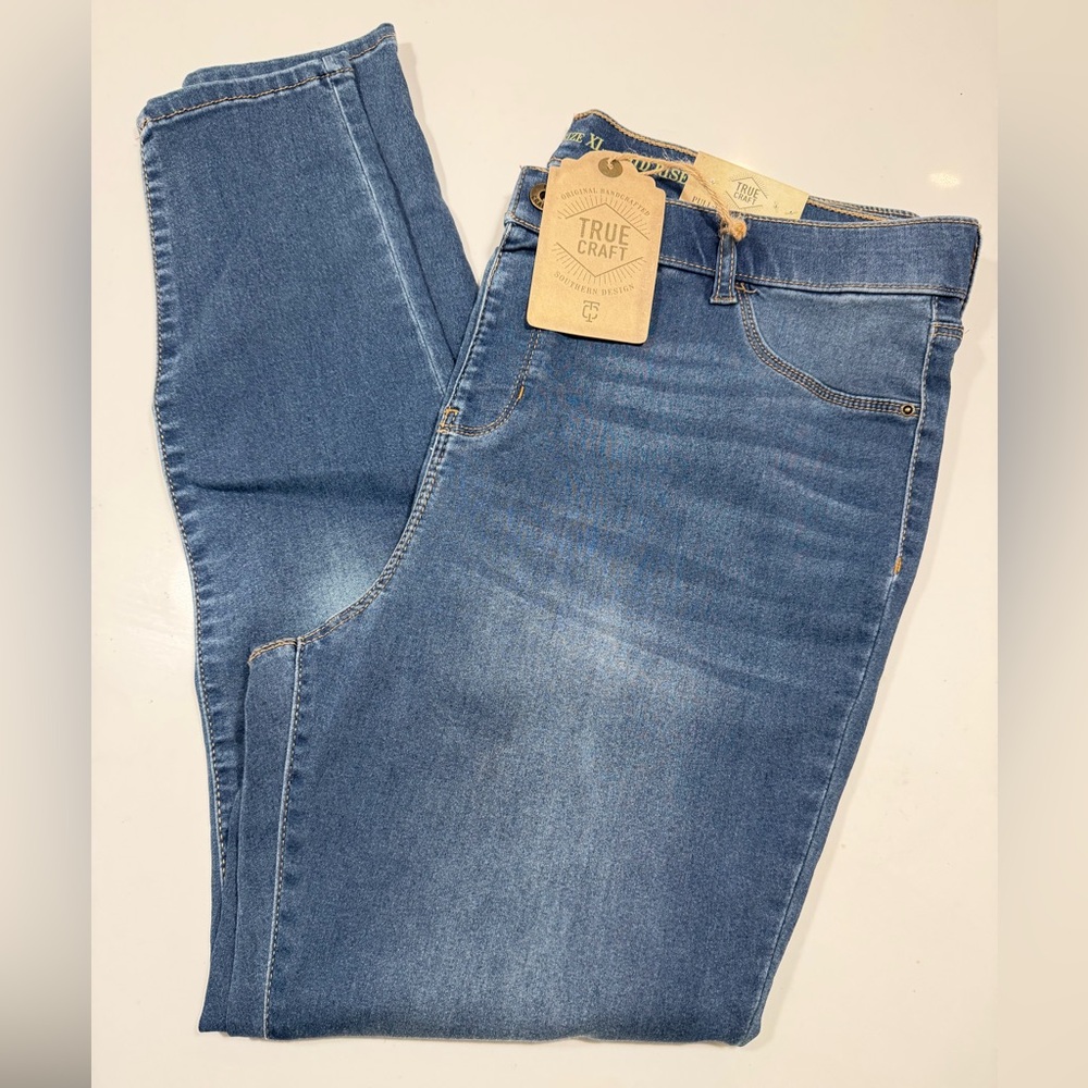 True Craft Mid Rise Pull-On Skinny Blue Jeans XL Short